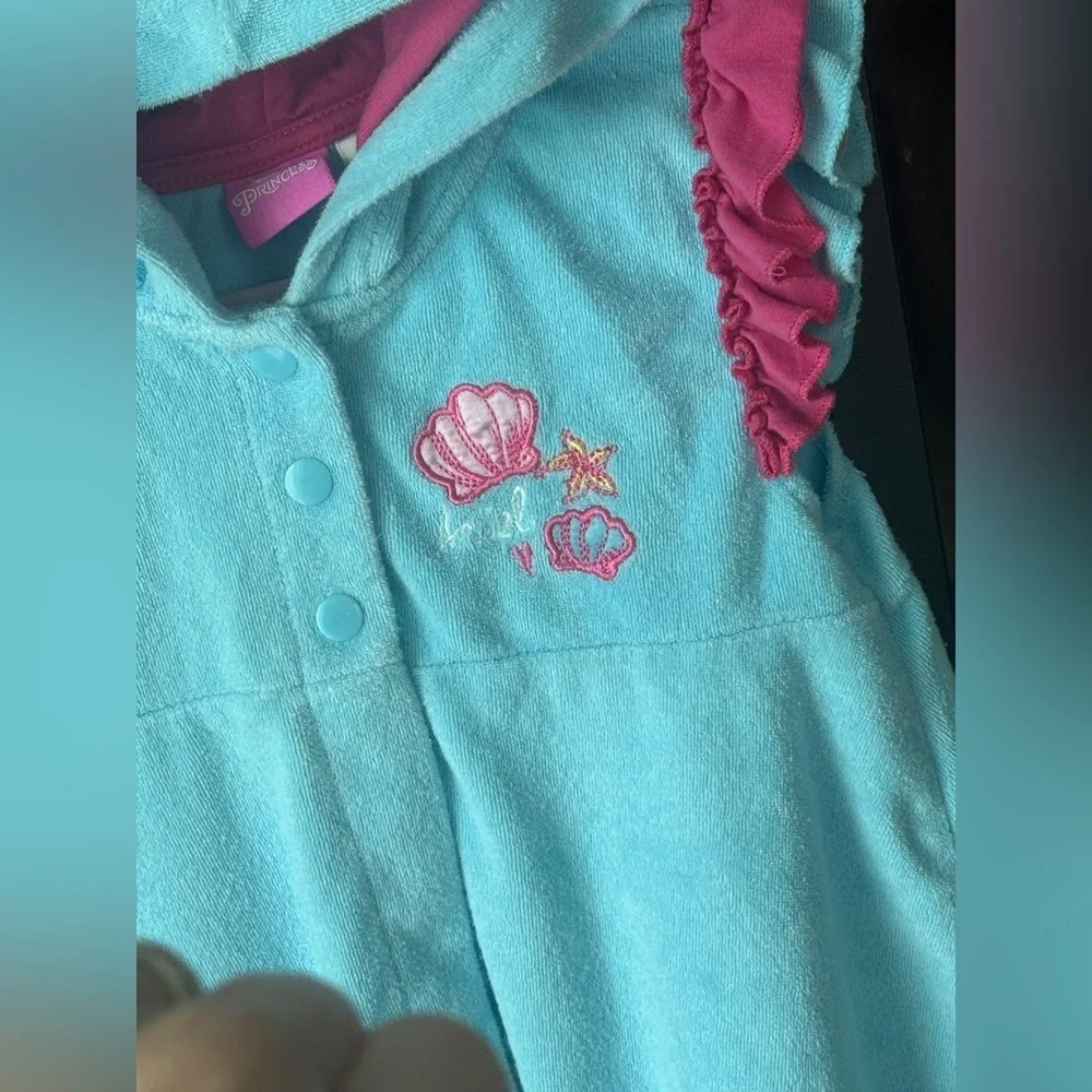 Y2K Disney ariel little mermaid coverup terry dress toddler appliqué embroidered